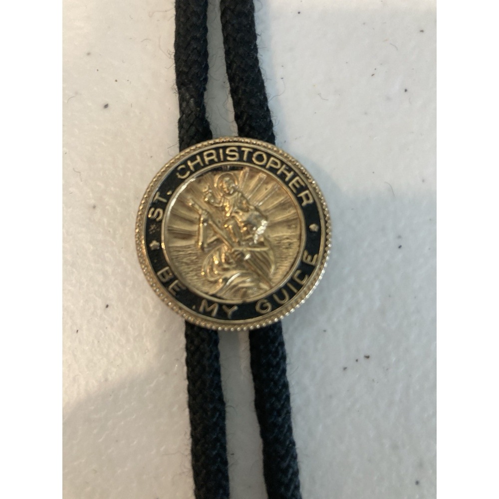 Vintage St. Christopher "Be My Guide"‎ Golden Bolo Tie | Patron Saint Travelers